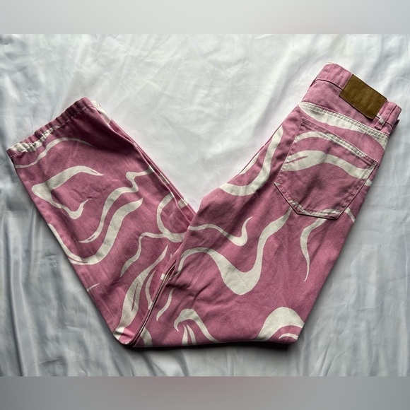 Cotton On Pink and White Swirly Loose Straight Jeans 4 - Picture 16 of 16